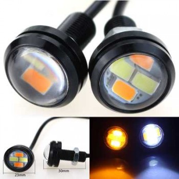 2pcs set 23mm Car LED DRL Eagle Eye Daytime Runing lights Warning Foglights With Turning Signal light-LEADTOPS-259, Imported From USA